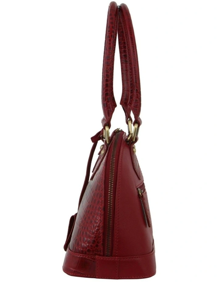 Croc-Embossed Leather Handbag in Red