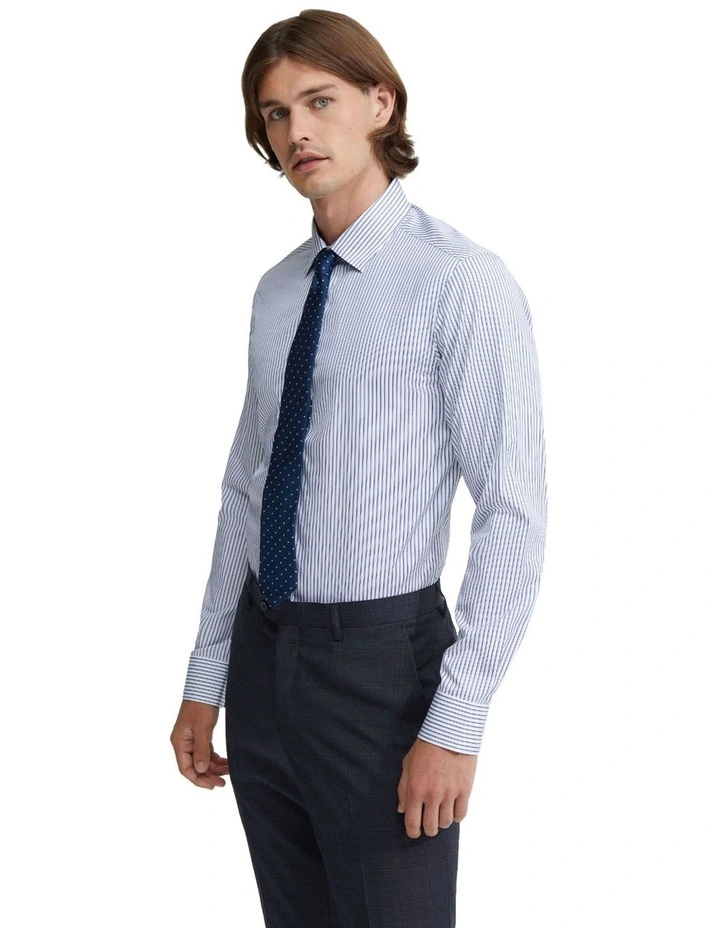 Beckton Egyptian Cotton Shirt in Navy Stripe
