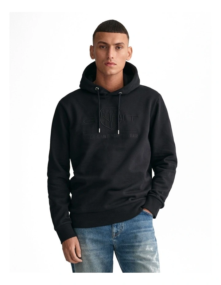 Tonal Archive Shield Hoodie in Black