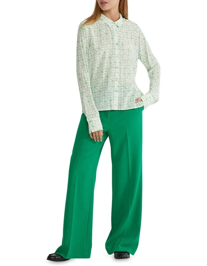 Poppy Geo Print Blouse in Ivory/Green