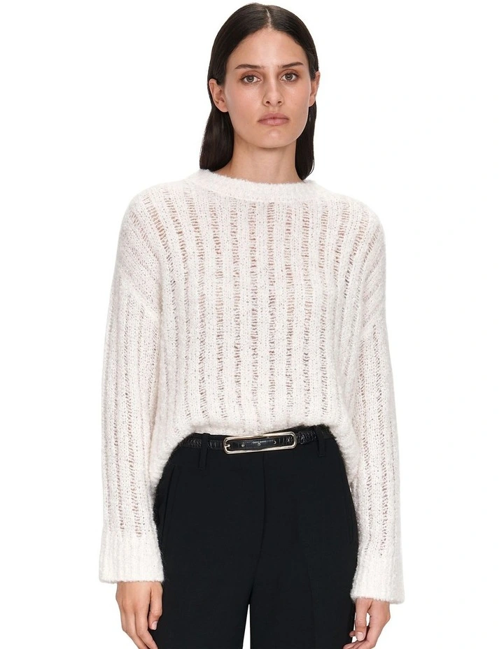 Boucle Mohair Sweater in Winter White