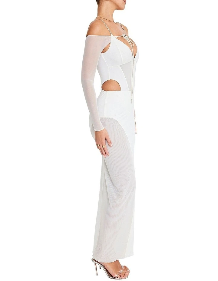 Panelled Maxi Skirt in White