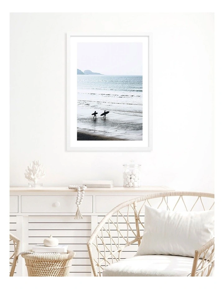 Australian Made Morning Surf Art Print A2 in White Frame