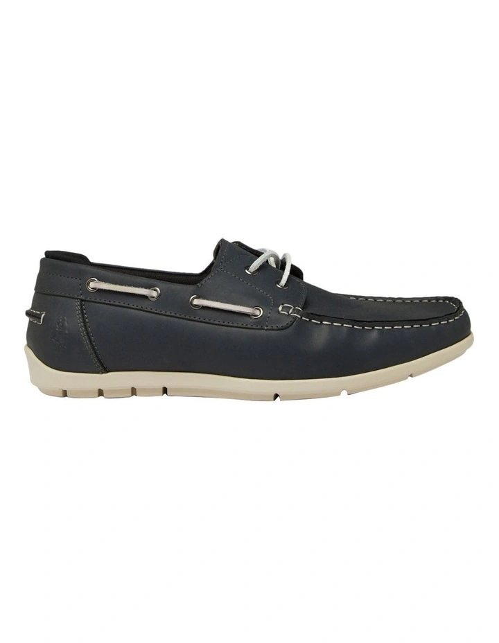 Flood Boat Leather Shoes in Navy Wild