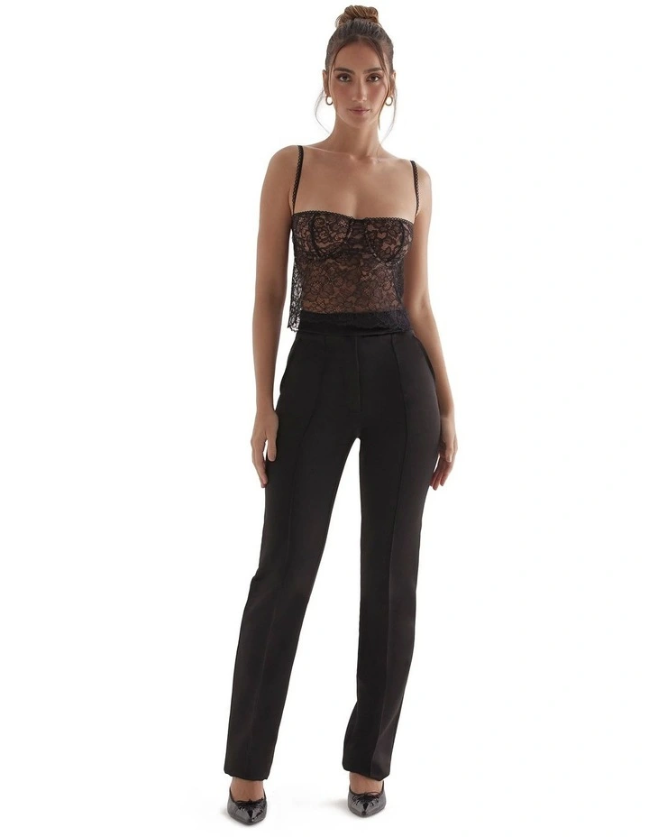 Tansy Satin Trousers in Black