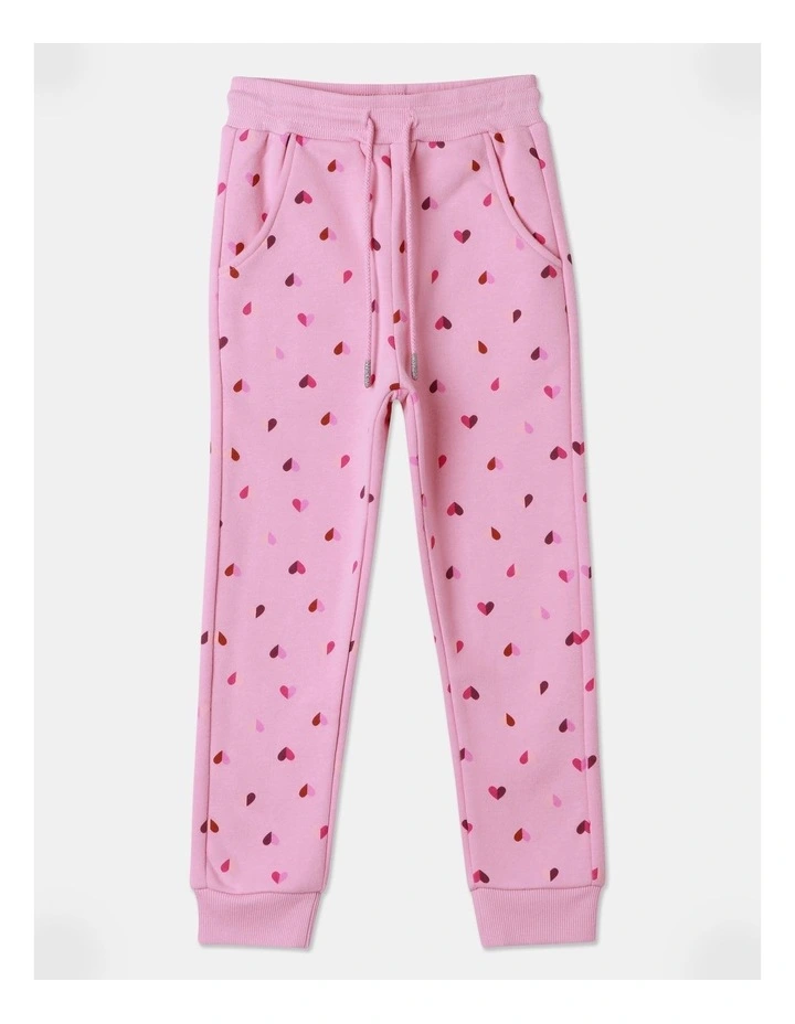 Essential Multi Heart Trackpant in Pink