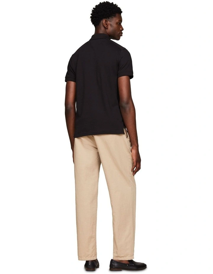 Dressed Casual Interlock Zip Slim Polo Shirt in Black