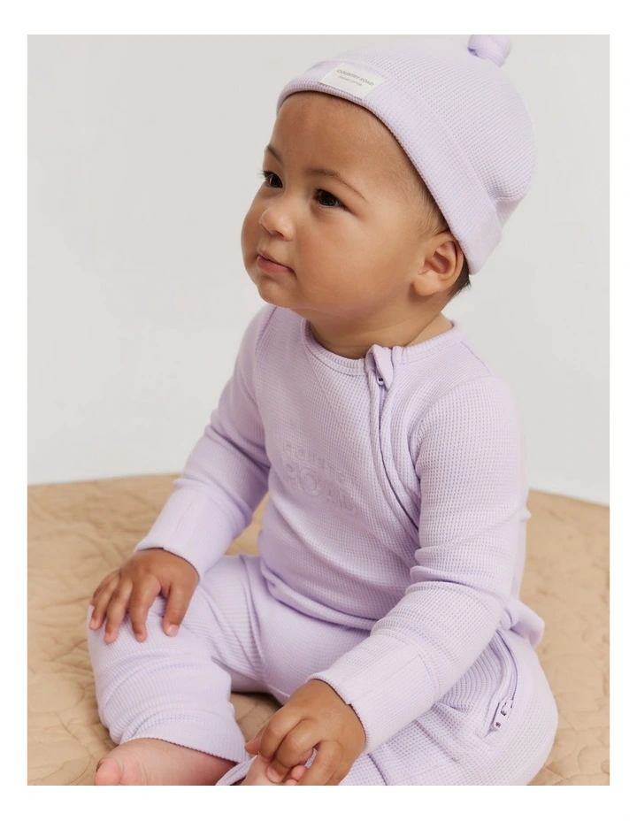 Organically Grown Cotton Waffle Beanie in Lilac