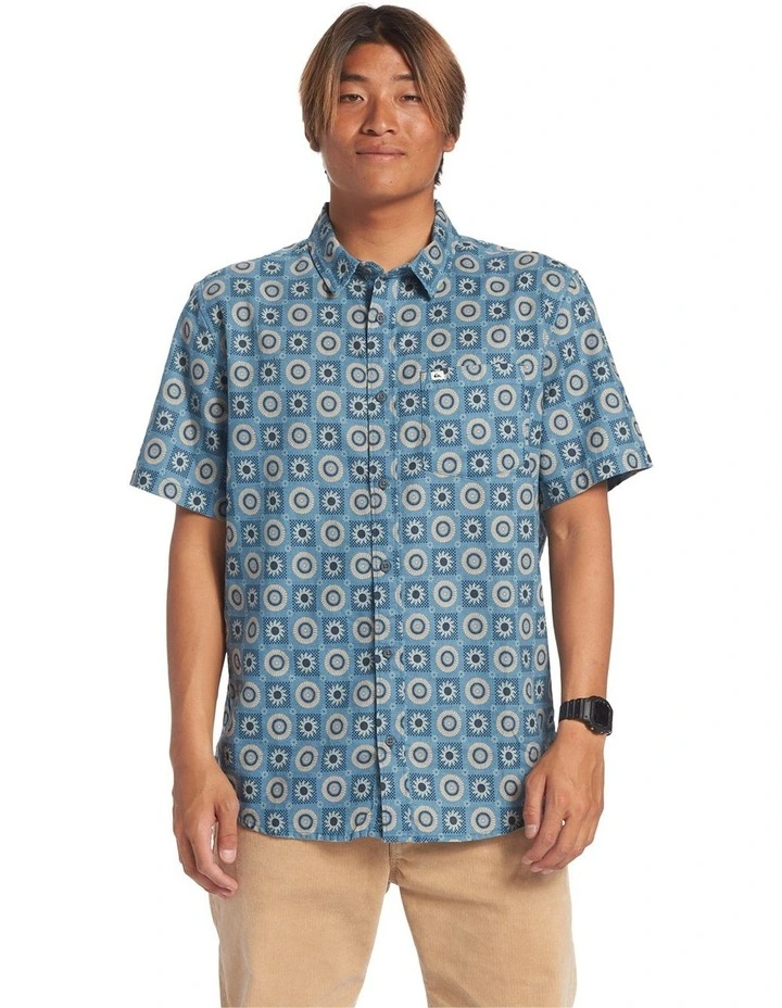 Mandala Short Sleeve Shirt in Agean Blue