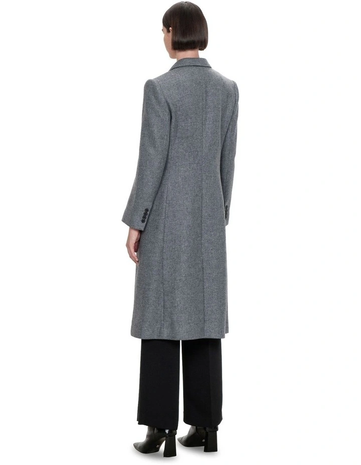 Light Double Breast Coat in Grey Melange