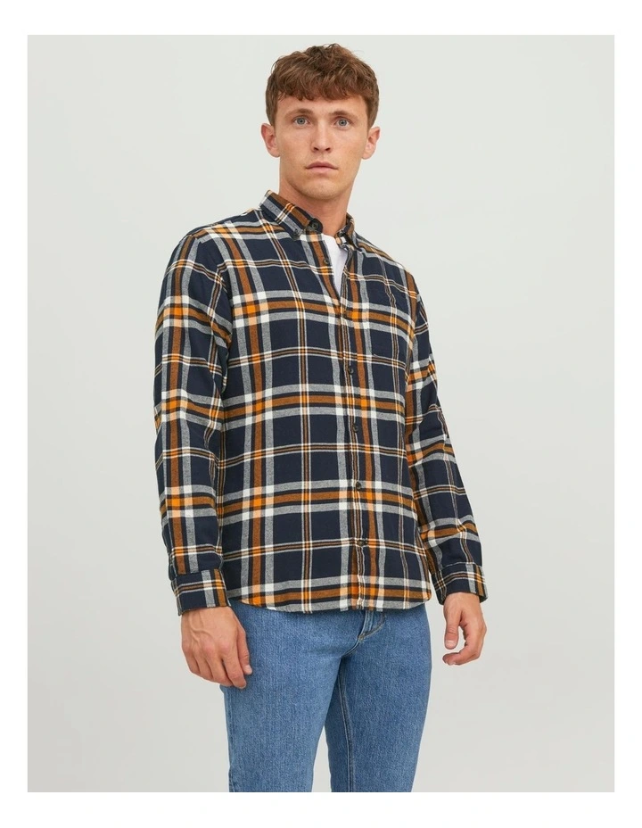 Classic Autumn Cotton Check Shirt in Desert Sun