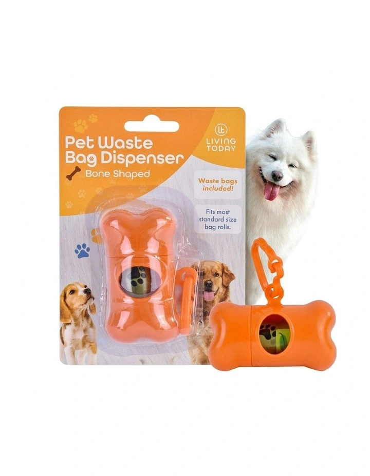 Pet Poop Dispenser and 15 Biodegradable Unscented Waste Bags in Orange
