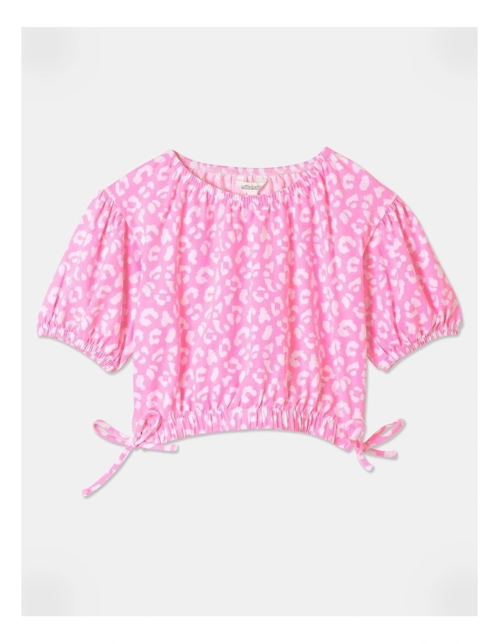 Puff Sleeve Top In Bright Pink