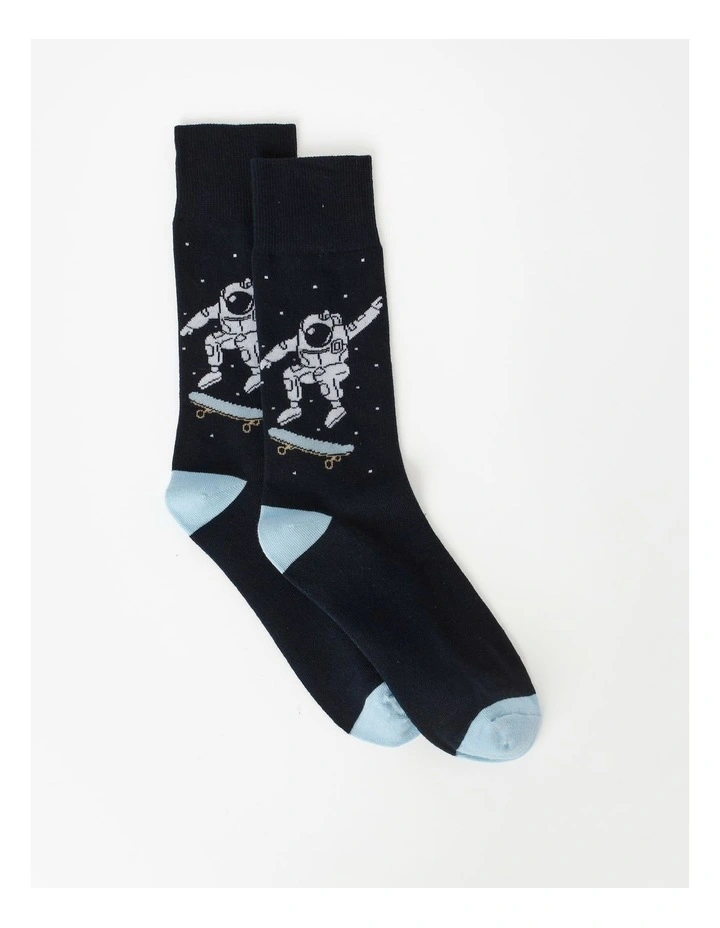 Space Skate Socks in Navy