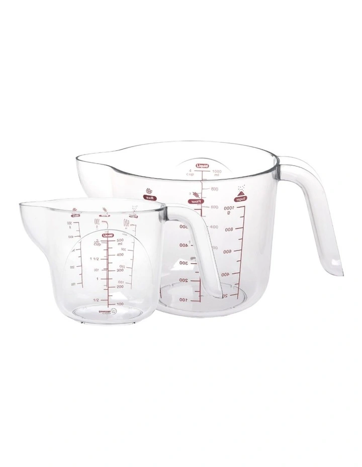 Weight Conversion Measuring Cups 500ml and 1000ml 2 Piece in Clear