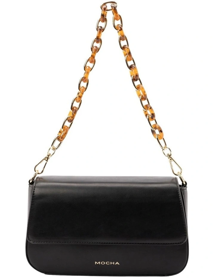Sophie Tortoise Shell Chain Crossbody Bag in Black