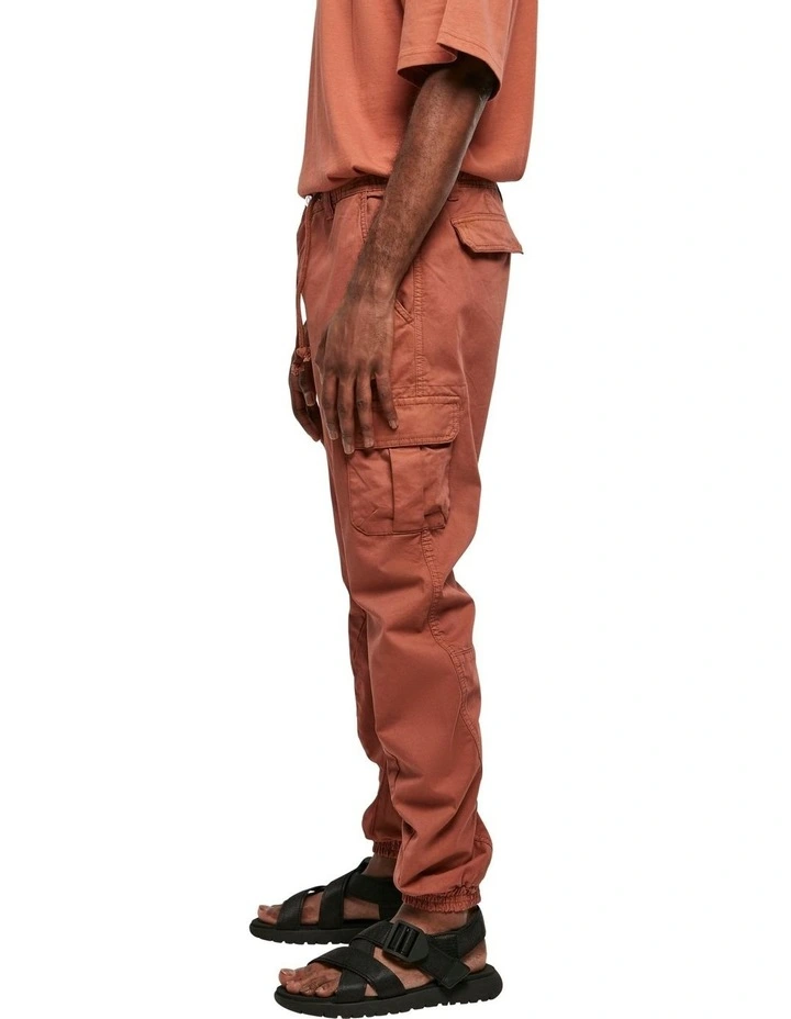 Cuffed Cargo Jogging Pants in Terracotta