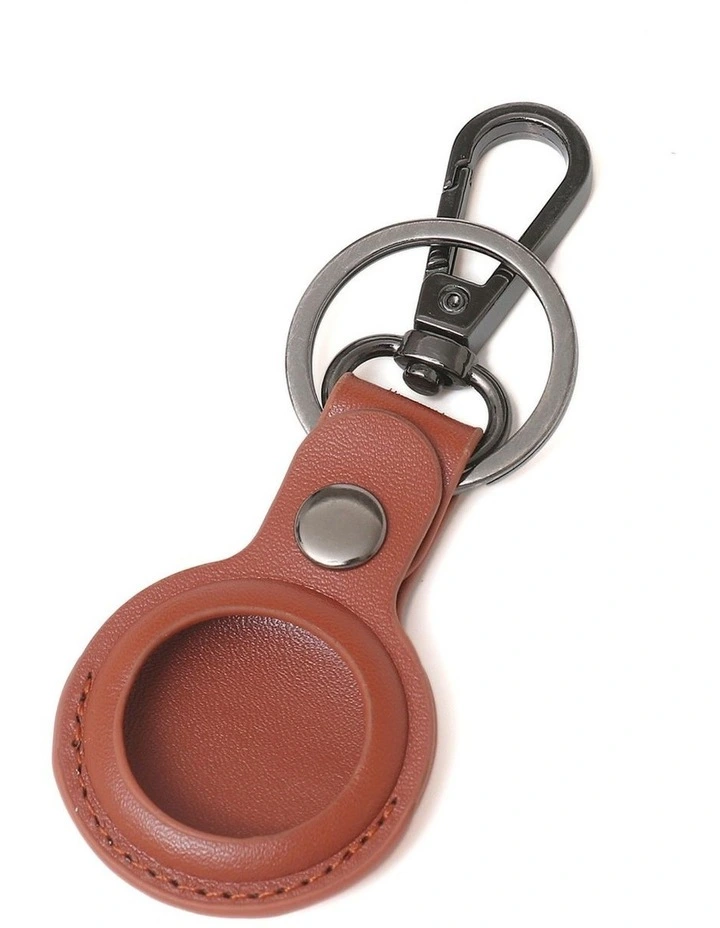 Tilba Airtag Vegan Leather Keyring 2 Pack in Tan