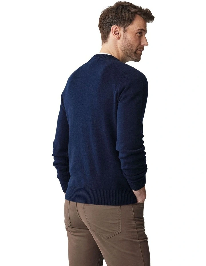 Lambswool Crew Neck Knit in Navy