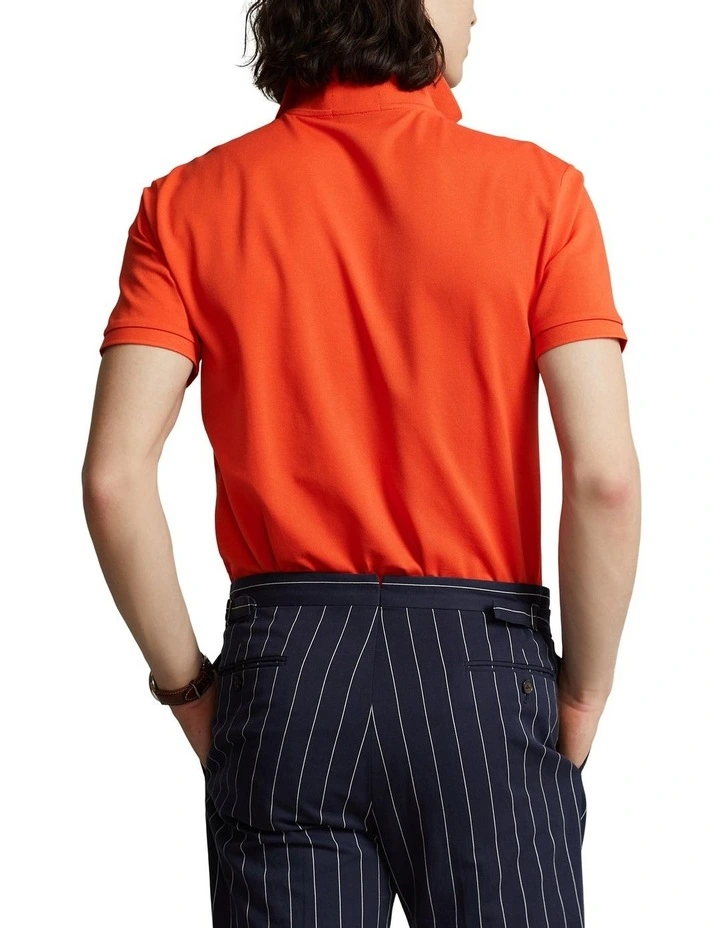 Custom Slim Fit Stretch Mesh Polo Shirt in Orange