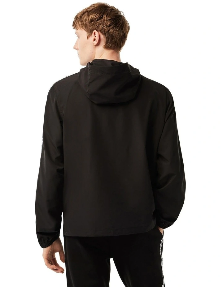 Logo Tape Recycled Polyester Windbreaker in Black