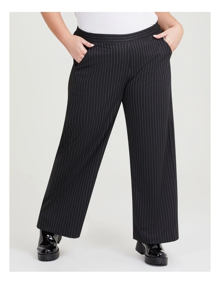 Pinstripe Straight Leg Pant in Black