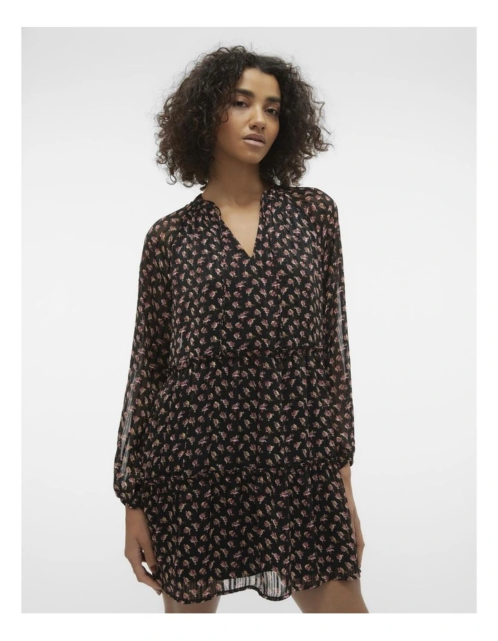 Sofia Long Sleeve Mini Dress in Black