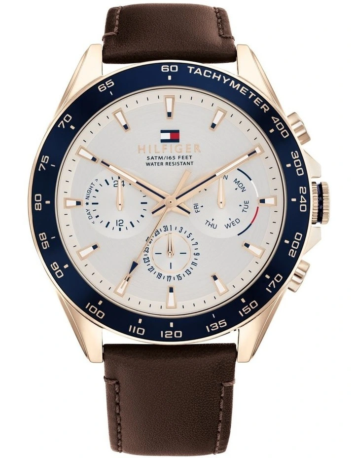 Owen Leather Watch in Brown/White