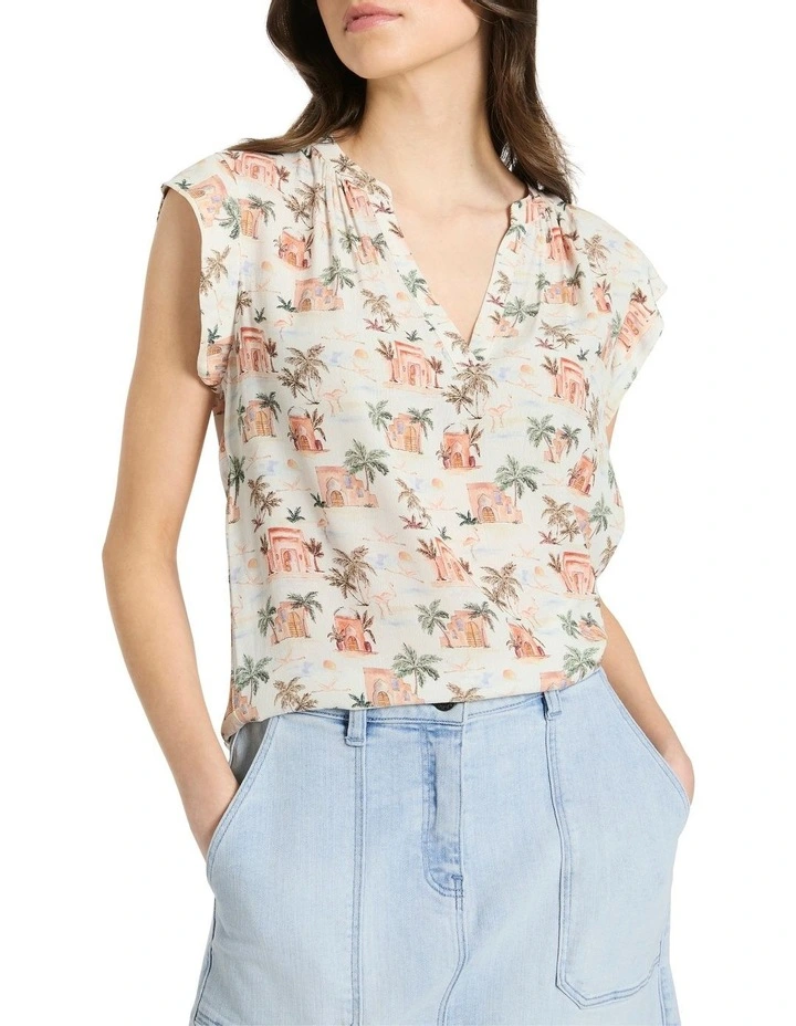 Palm After The Storm Top in Nude Multi