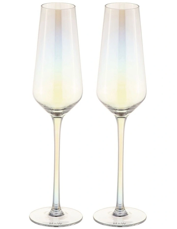 Glamour Flute 230 ML Set of 2 in Iridescent