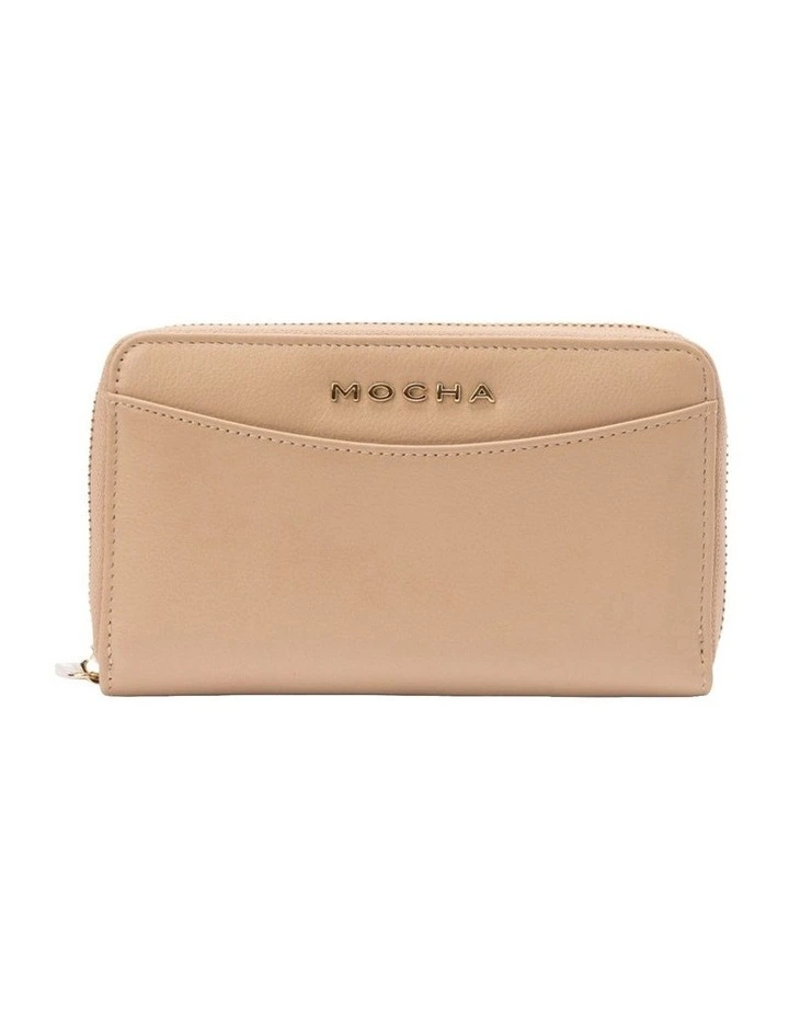 Petite Leather Wallet in Beige