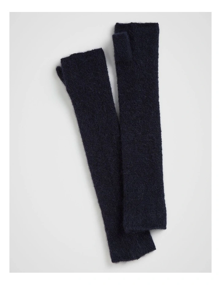 Fluffy Rib Knit Arm Warmers in Midnight Sky