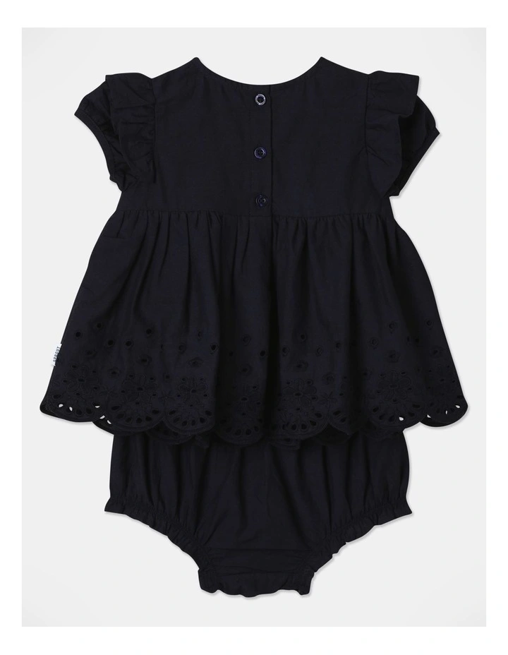 Broderie Top, Bloomer And Headband Occasion Set in Navy