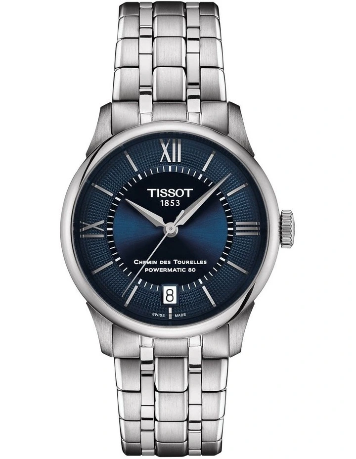 Chemin des Tourelles Powermatic 80 34mm T1392071104800 Watch in Blue