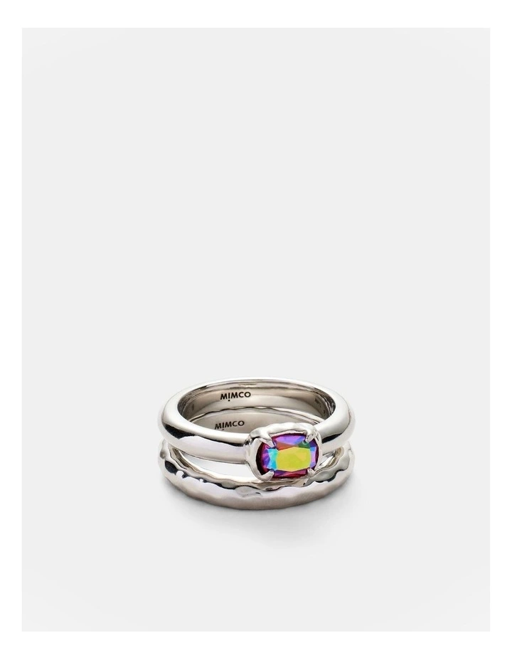 Reflective Ring Set in Electric Pink