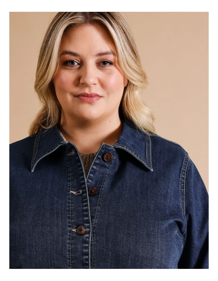 Stretch Denim Jacket in Mid Wash