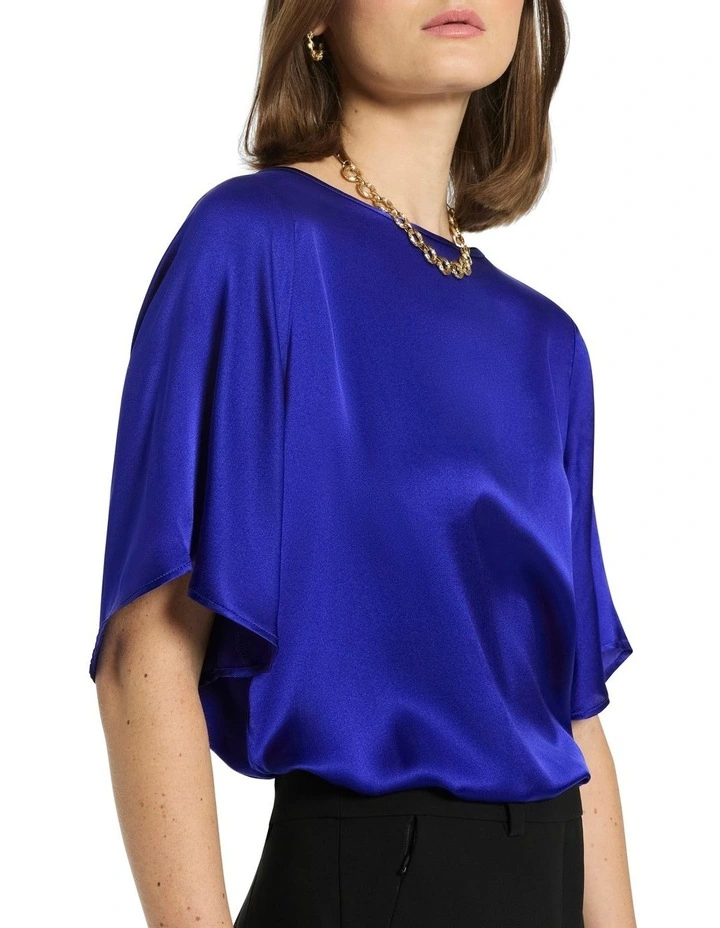 Amora Silk Mix Top in Royal Blue