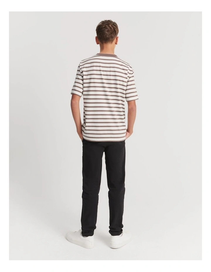 Teen Recycled Cotton Blend Logo Oversized T-shirt in Chocolate Stripe