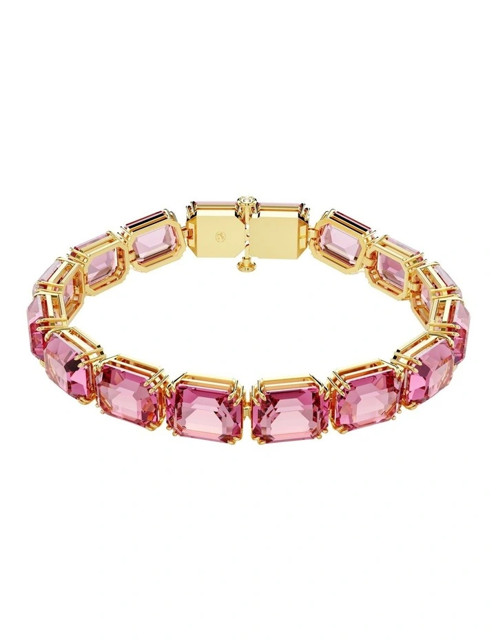 Millenia Octagon Cut Gold Tone Plated Bracelet in Pink