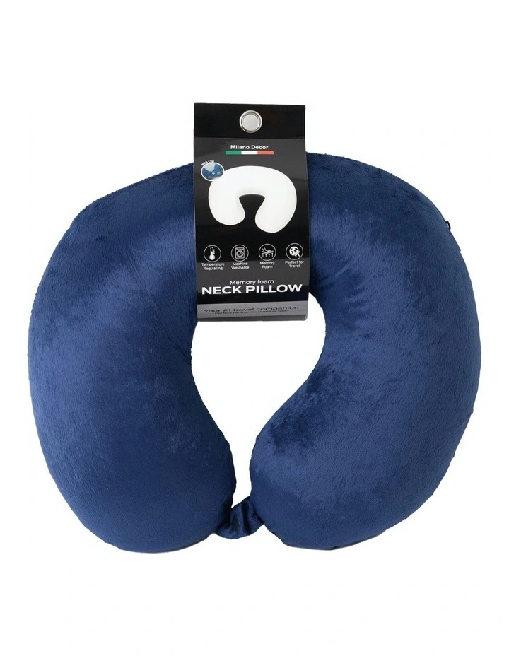 Memory Foam Travel Neck Pillow With Clip Cushion Support in Soft Blue