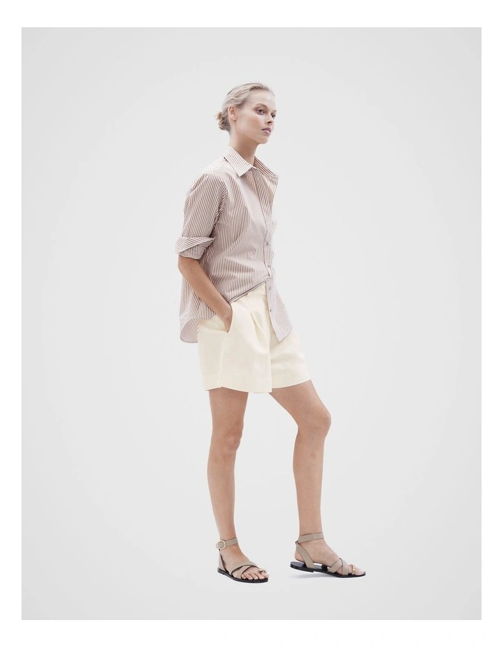 Tailored Linen Blend Shorts in Stone