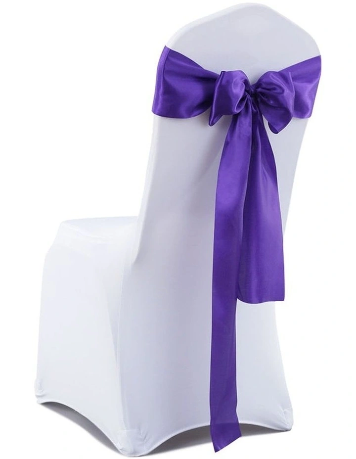 50x Satin Chair Sashes in Purple