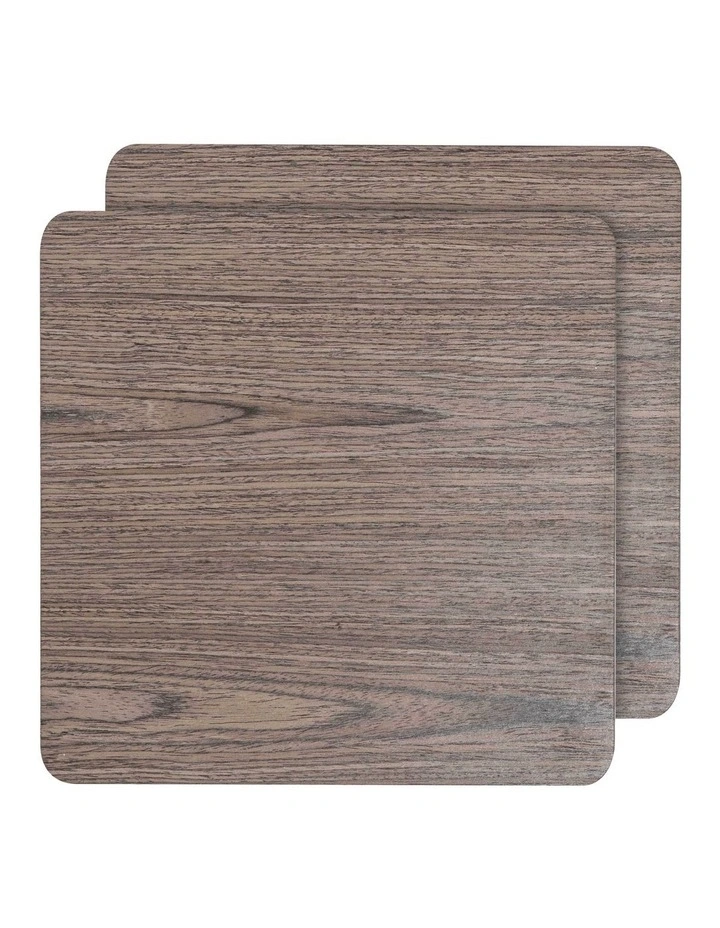 Square Dark Veneer Placemat 2 Pack in Brown