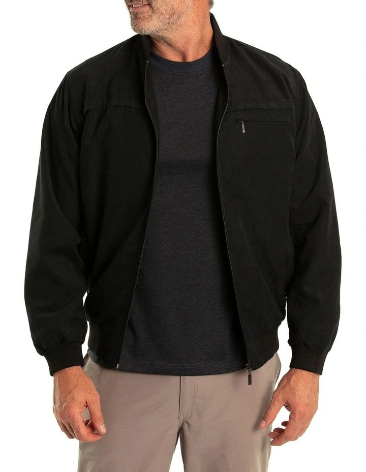 Microfibre Bomber Jacket in Black