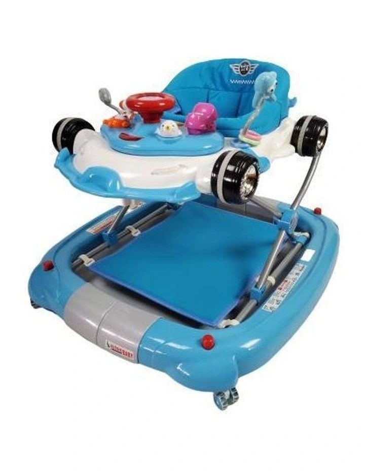 Racing Car 4-in-1 Baby Walker & Rocker Blue
