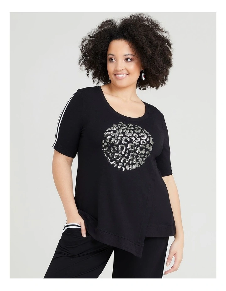 Natural Sequin Spot Tunic Black
