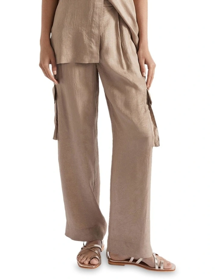Satin Cargo Pant in Cookie