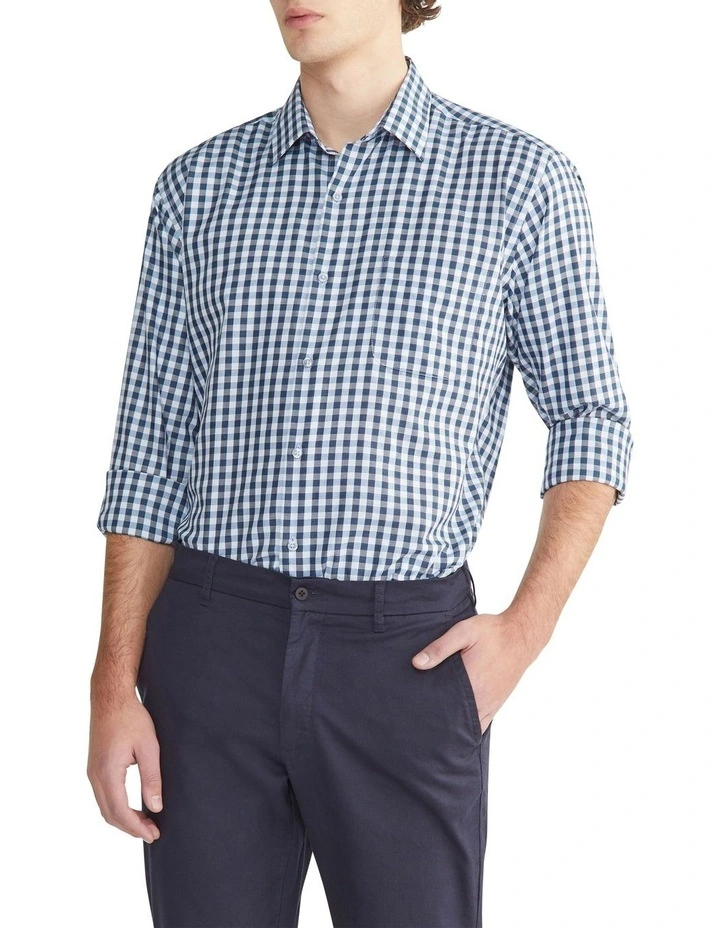Classic Mid Check Long Sleeves Shirt in Blue
