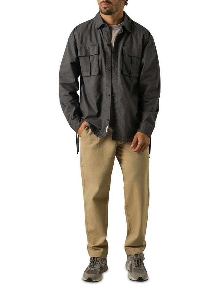Wyatt Cargo Long Sleeve Shirt in Blueberry