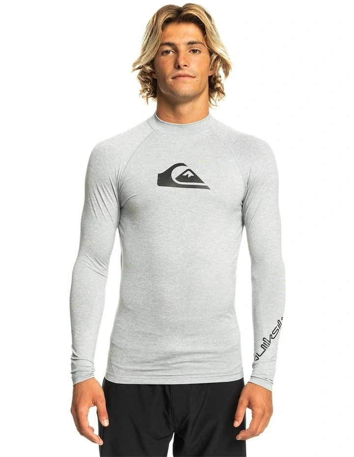 All Time Long Sleeve UPF 50 Rash Vest Swimwear in Sleet Heather